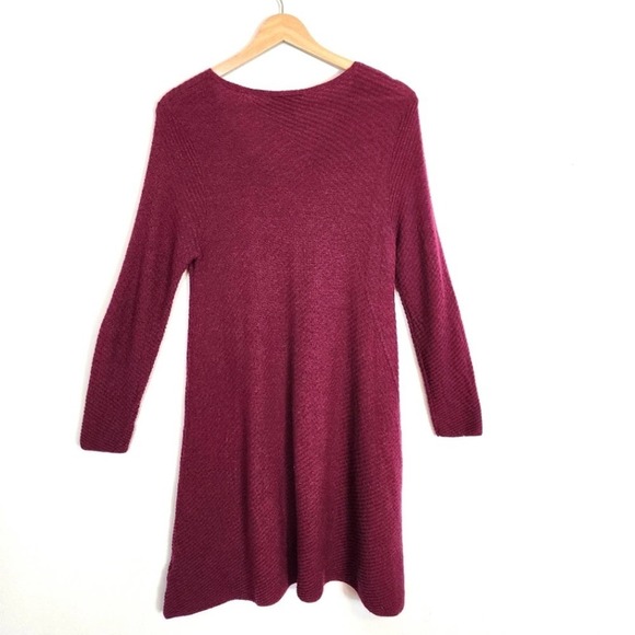 Eileen Fisher 100% Merino Wool Textured V Neck Shift Sweater Dress SZ Small - Picture 7 of 9